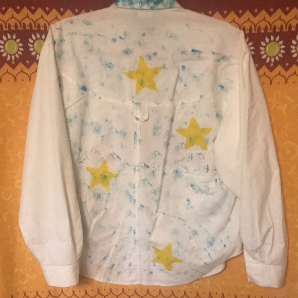 Southwest hand painted blouse with cactus and dog - Picture 3 of 3